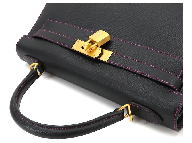 Hermès Borsa Hermes Kelly 32 in pelle Epsom nera - vista 7