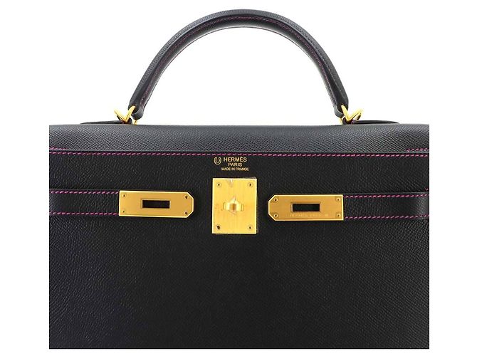 Hermès Borsa Hermes Kelly 32 in pelle Epsom nera - vista 9