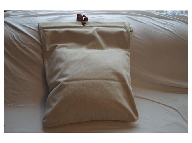 Hermès Borsa Tote Grand Modèle in Tela e Pelle Beige - vista 2
