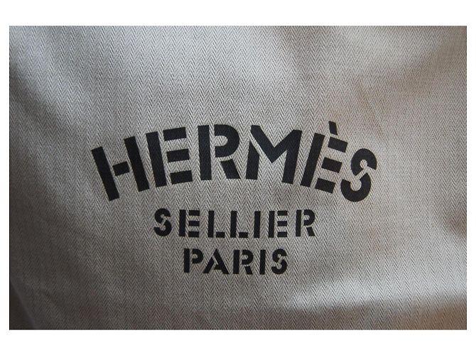 Hermès Borsa Tote Grand Modèle in Tela e Pelle Beige - vista 3