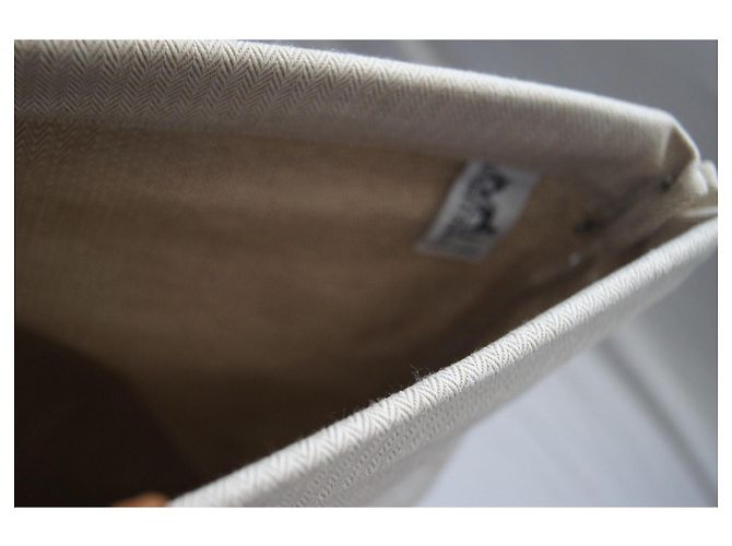 Hermès Borsa Tote Grand Modèle in Tela e Pelle Beige - vista 8