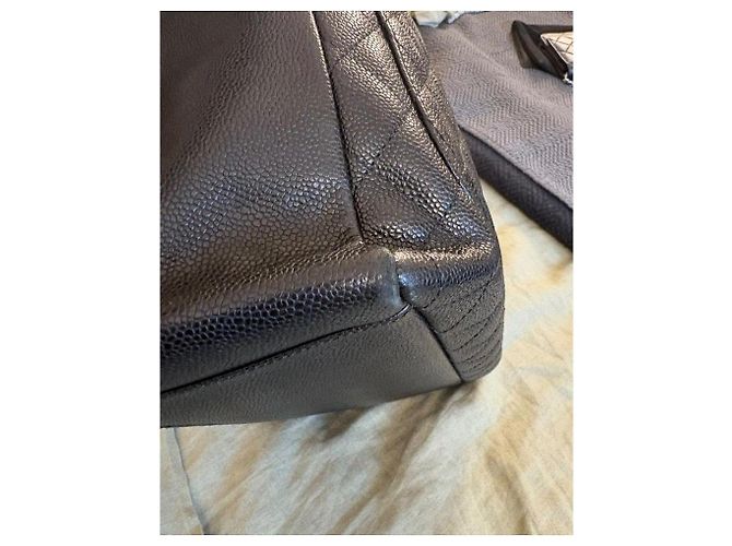 Borsa Shopping Chanel in pelle martellata nera - vista 6