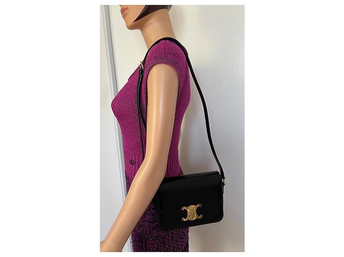 Céline Celine Teen Triomphe Tasche glänzendes schwarzes Leder - Ansicht 17