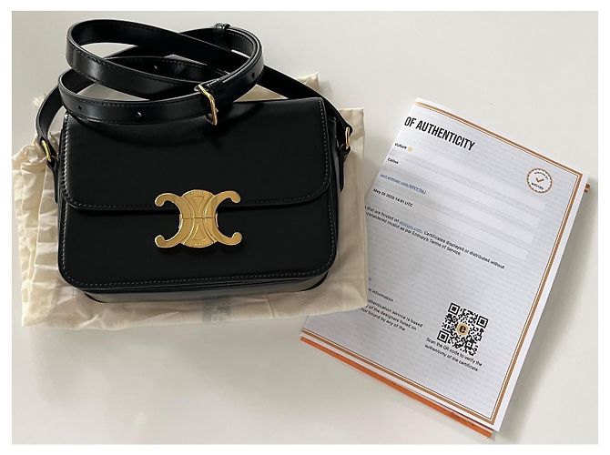 Céline Celine Teen Triomphe Tasche glänzendes schwarzes Leder - Ansicht 2