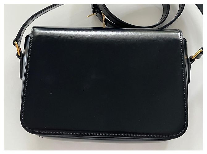 Céline Celine Teen Triomphe Tasche glänzendes schwarzes Leder - Ansicht 6