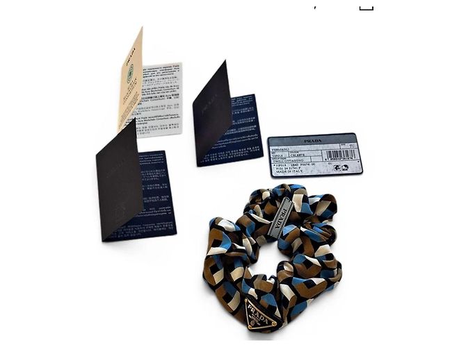 Scrunchie in seta con stampa geometrica Prada - vista 3