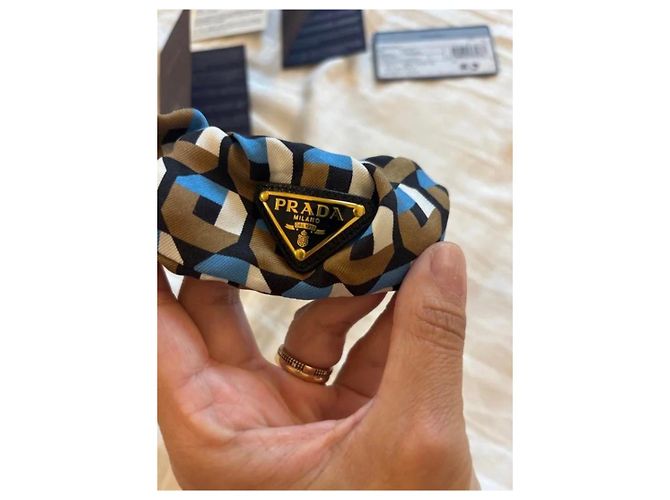 Scrunchie in seta con stampa geometrica Prada - vista 6