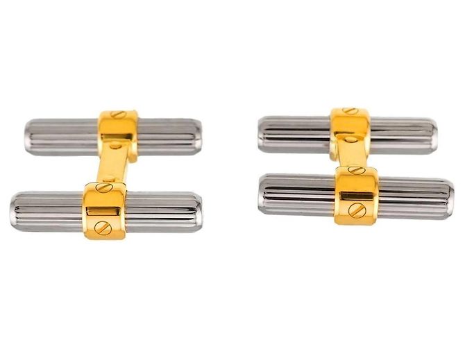 Gemelli Cartier Santos in argento e oro giallo - vista 2