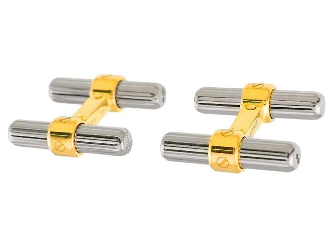 Gemelli Cartier Santos in argento e oro giallo - vista 3