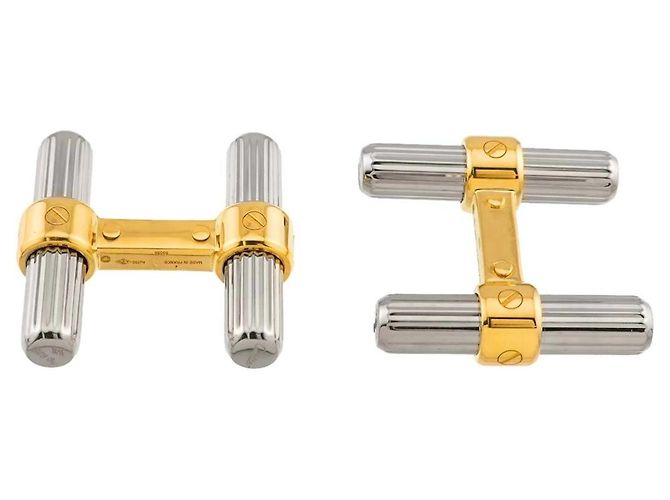 Gemelli Cartier Santos in argento e oro giallo - vista 4