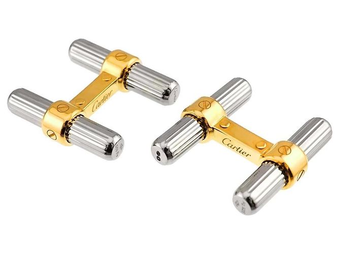 Gemelli Cartier Santos in argento e oro giallo - vista 5