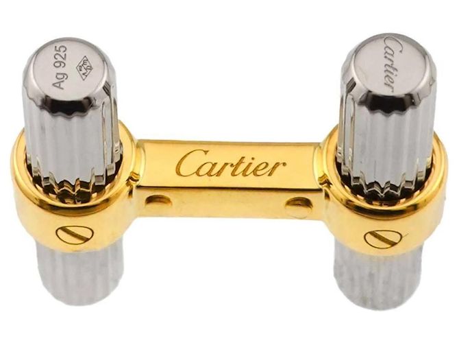 Gemelli Cartier Santos in argento e oro giallo - vista 7