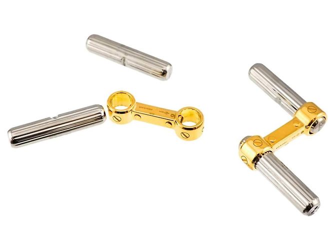 Gemelli Cartier Santos in argento e oro giallo - vista 8