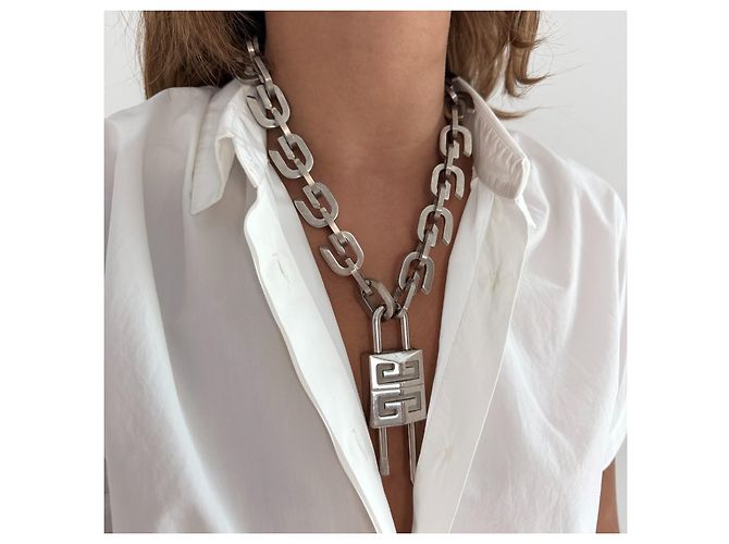Collana Givenchy G Link Lock Chain in metallo argentato - vista 3