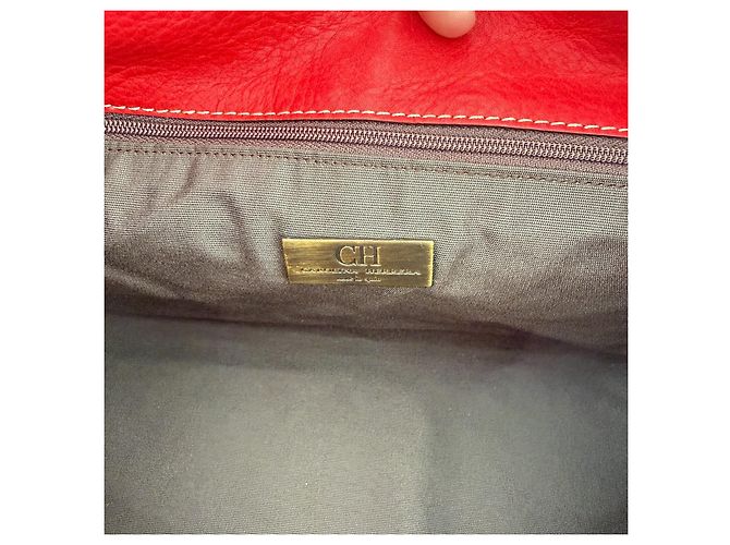 Borsa Tote in pelle rossa con monogramma Carolina Herrera - vista 12