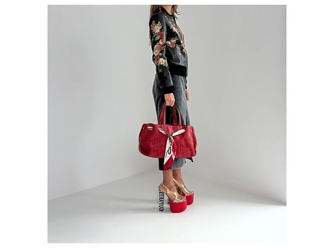 Borsa Tote in pelle rossa con monogramma Carolina Herrera - vista 2