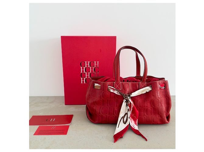 Borsa Tote in pelle rossa con monogramma Carolina Herrera - vista 3