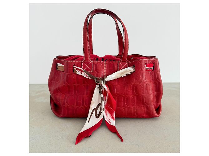 Borsa Tote in pelle rossa con monogramma Carolina Herrera - vista 4