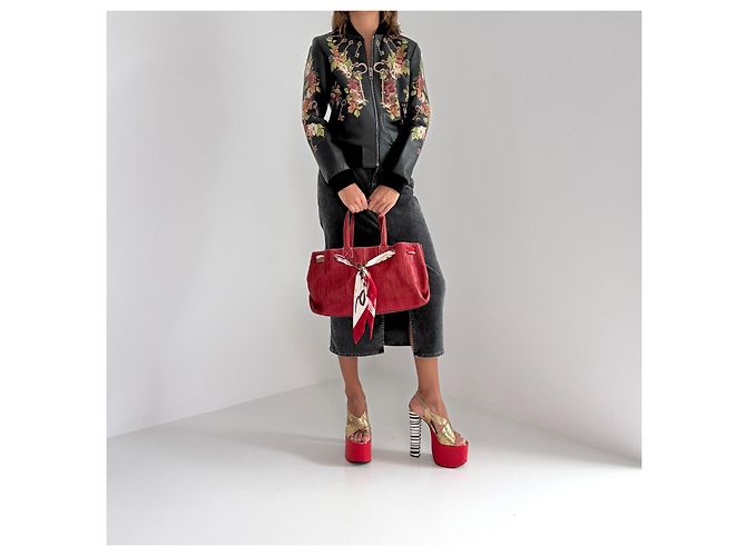 Borsa Tote in pelle rossa con monogramma Carolina Herrera - vista 5