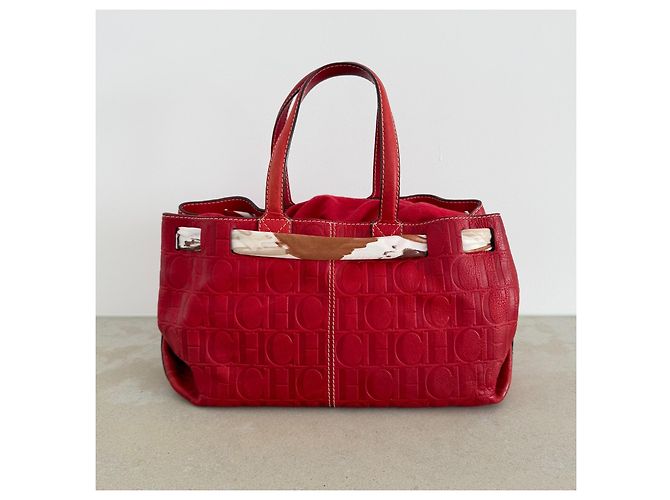 Borsa Tote in pelle rossa con monogramma Carolina Herrera - vista 6