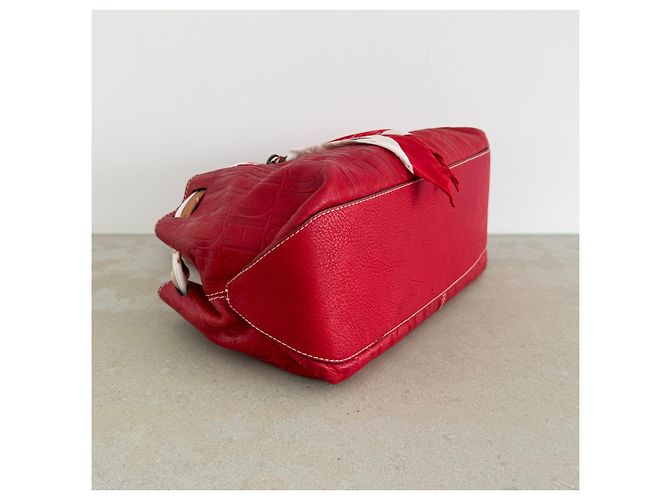 Borsa Tote in pelle rossa con monogramma Carolina Herrera - vista 9
