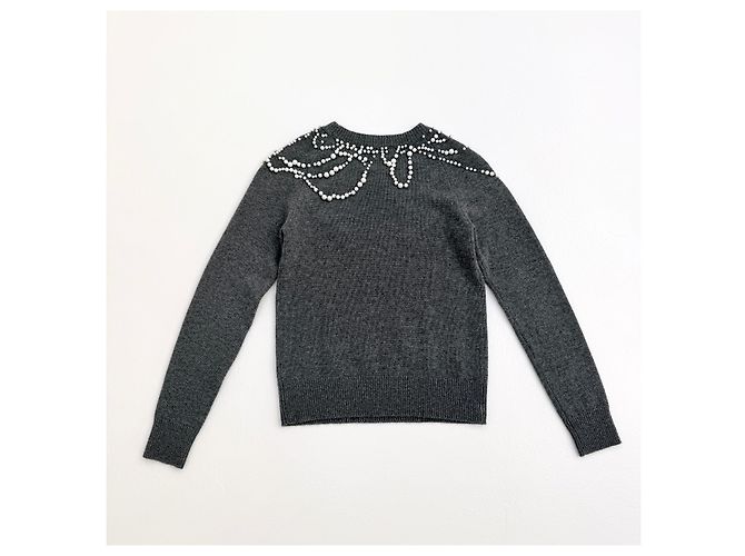 Dries Van Noten Grauer Kaschmirpullover mit Perlen - Ansicht 8