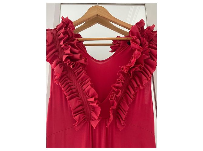 Bcbg Max Azria BCBGMAXAZRIA Red Ruffled Maxi Dress Viscose - view 3