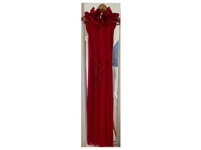 Bcbg Max Azria BCBGMAXAZRIA Red Ruffled Maxi Dress Viscose - view 4