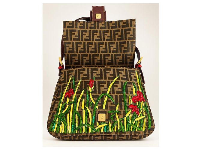 Fendi Zucca FF Mamma Baguette Tasche Floral Bestickt - Ansicht 11
