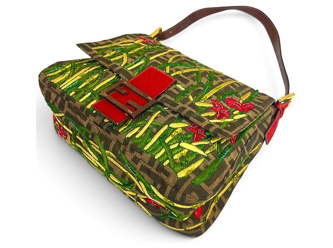 Fendi Zucca FF Mamma Baguette Tasche Floral Bestickt - Ansicht 7