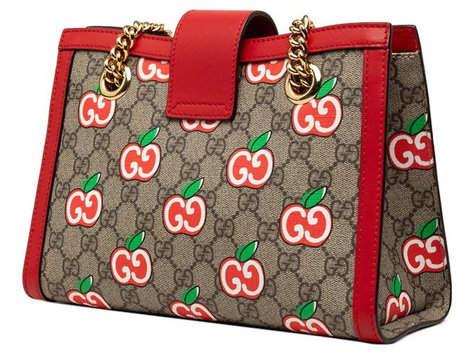 Padlock Borsa Gucci GG Supreme con lucchetto e motivo mela - vista 2