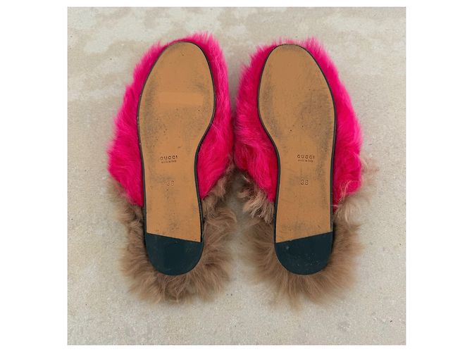 Gucci Princetown Fell-Mules Rosa - Ansicht 5