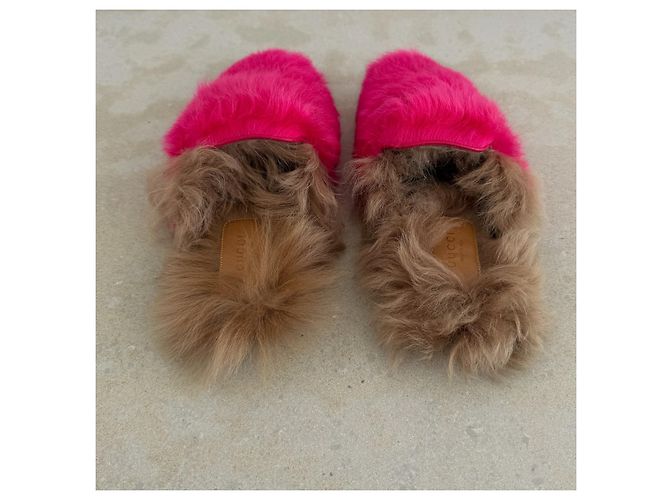 Gucci Princetown Fell-Mules Rosa - Ansicht 7