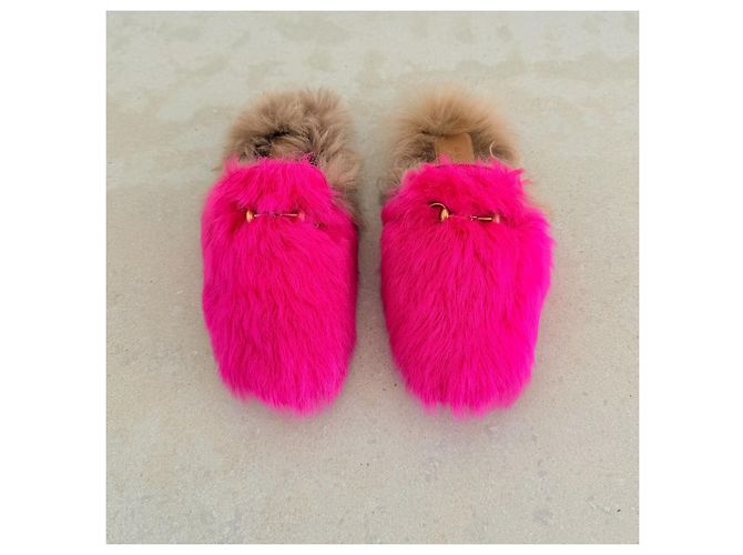 Gucci Princetown Fell-Mules Rosa - Ansicht 8