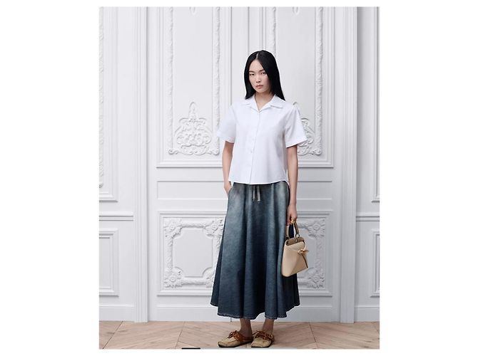 Dior Falda Maxi de Denim con dijes CD - vista 13
