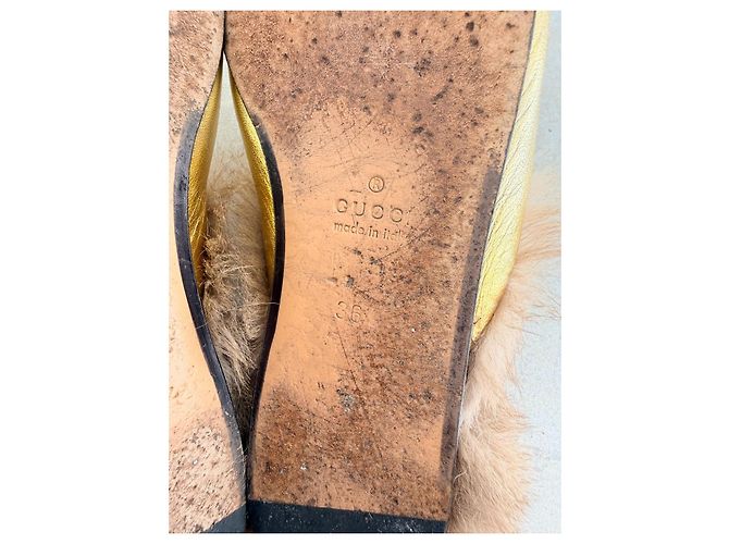 Mules Gucci Princetown pelle oro Heart & Lips - vista 7