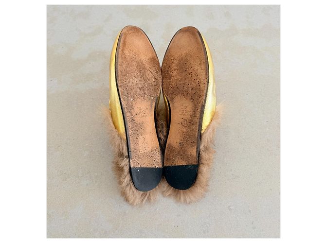 Mules Gucci Princetown pelle oro Heart & Lips - vista 8