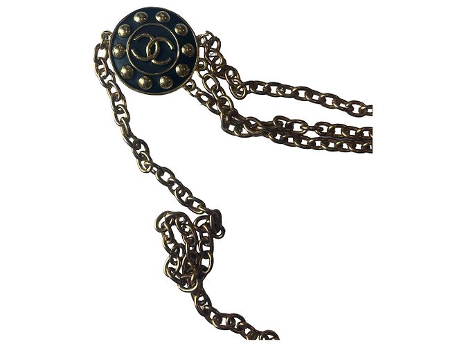 Chanel Vintage Metall-Kettengürtel mit CC-Medaillons - Ansicht 3