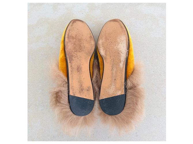 Gucci Princetown Mules in velluto ricamate UFO - vista 6