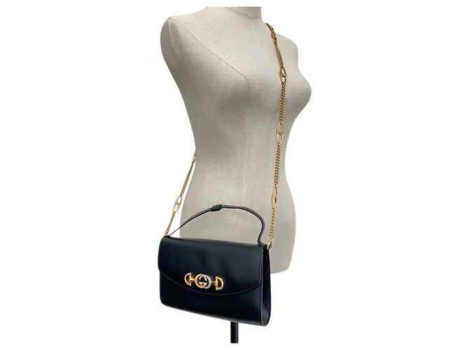 Borsa a tracolla con catena in pelle GUCCI Zumi - vista 6