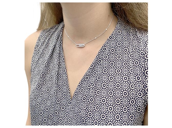Messika Halskette, "Move Classique pavé", kleines Modell, Weißgold und Diamanten. - Ansicht 4