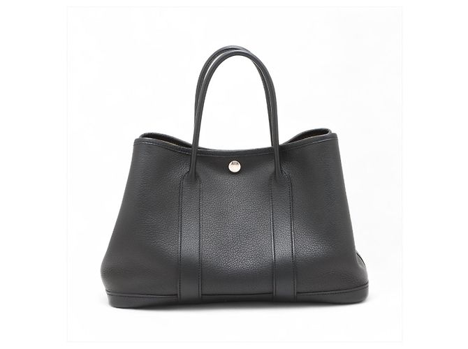 Hermès mala Tote Garden Party 30 em couro Preta - vista 2
