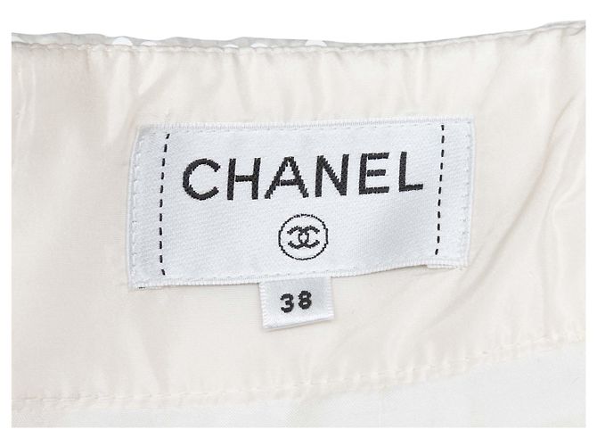 Weißer Chanel Woll-Tweed Peplum Midi-Rock Größe FR 38 - Ansicht 4