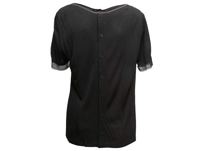 Chanel Kurzarm-Top Schwarz Größe US L - Ansicht 3