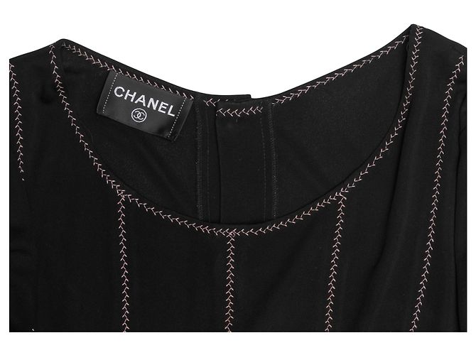 Chanel Kurzarm-Top Schwarz Größe US L - Ansicht 4