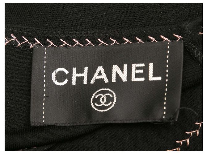 Chanel Kurzarm-Top Schwarz Größe US L - Ansicht 6