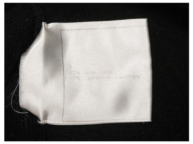 Chanel Pullover aus Woll-Kaschmir-Mischung in Schwarz mit 3D-Kamelie Größe US S - Ansicht 5