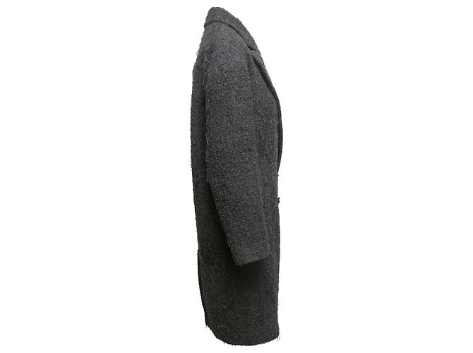 Abrigo cruzado de tweed de algodón negro Chanel Talla FR 34 - vista 3