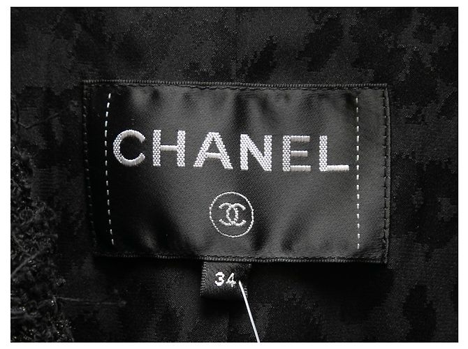 Abrigo cruzado de tweed de algodón negro Chanel Talla FR 34 - vista 5