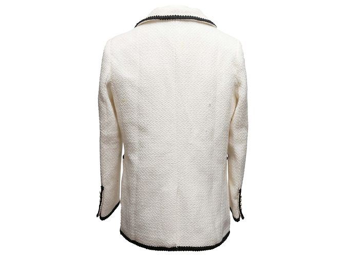 White & Black Balmain Crest-Accented Blazer Size US S - view 3